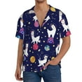 thumbnail image 3 of Sigee Lama in Space Print Men's Shirts Casual Button Down Short Sleeve Summer Beach Shirt Hawaiian Vacation Shirts Tee Shirt-3X-Large, 3 of 7