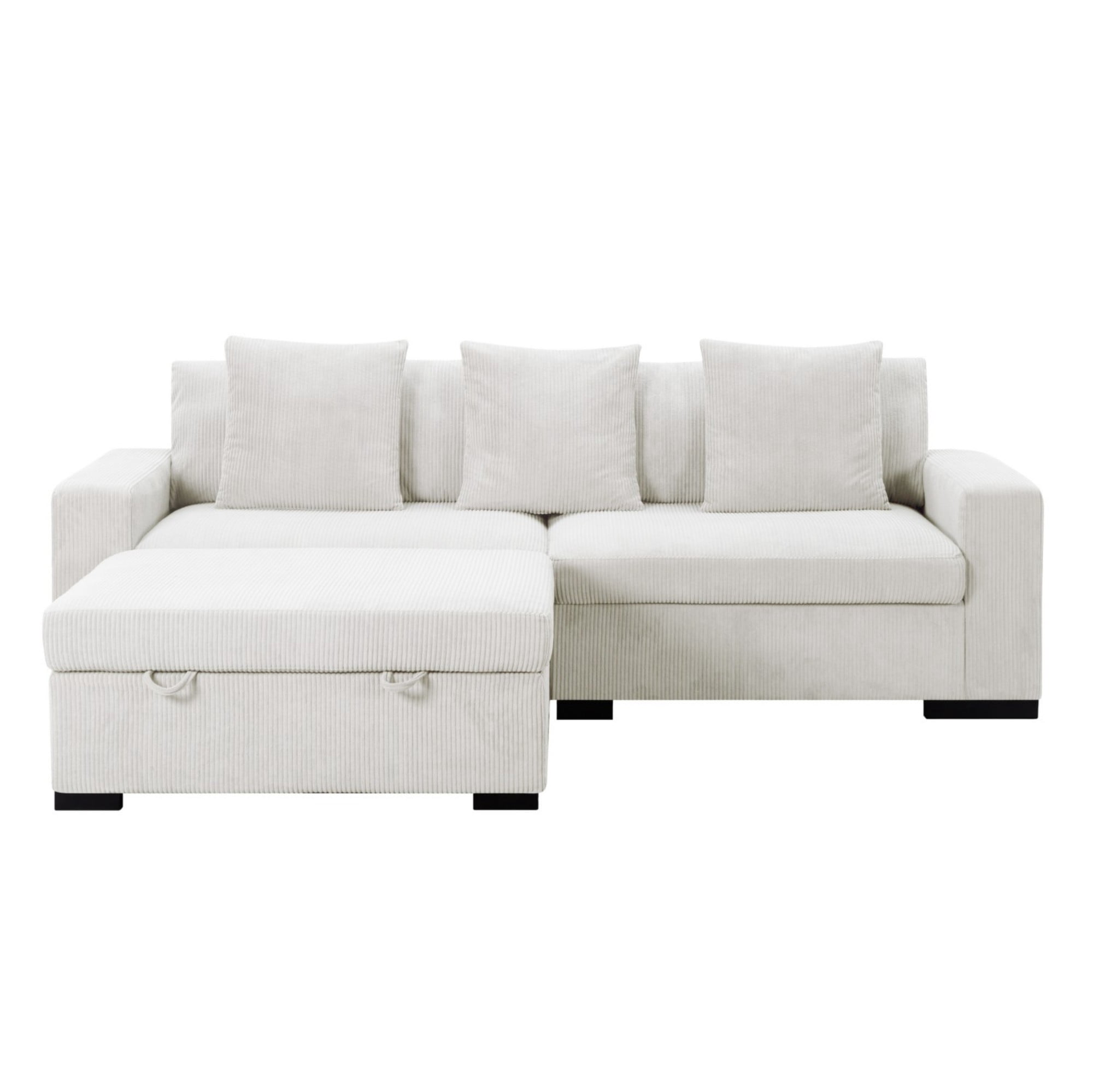 Gewnee 103.5-Inch Modular Corduroy Sofa Set with Solid Wood Legs, High-Density Foam, Suitable for Living Room/Bedroom/Office
