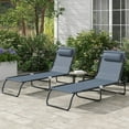 thumbnail image 2 of Folding Chaise Lounge Chair Set of 2, Patio Sun Tanning Chair, Outdoor Chaise Lounger with 4-Position Reclining Back, Breathable Mesh Seat for Beach, Poolside, Gray, 2 of 19