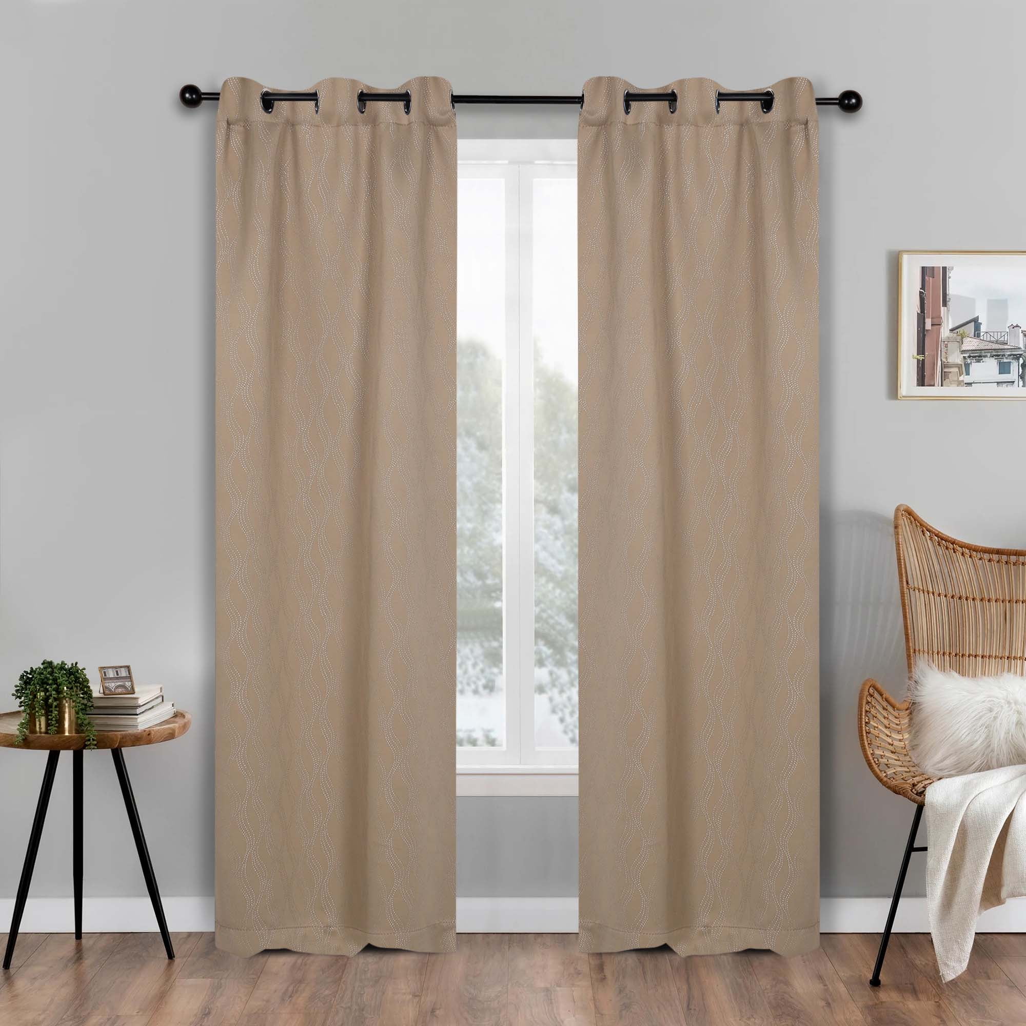 Superior Zuri Blackout Curtains, Grommet Header, Set of 2, 42" X 96", Tan