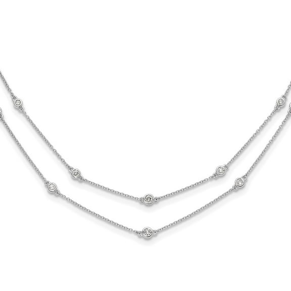 Primal Gold 14 Karat White Gold Diamond Multi Station Double Strand Necklace