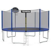Topbuy 14FT Trampoline Combo Bounce Jump Safety Enclosure Net W/ Basketball Hoop Ladder