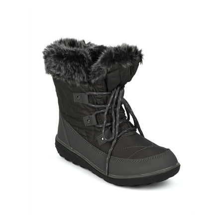 Nappa Trim Boots - New Woman Refresh Hike-02 Faux Fur Trim Lace Up Outdoor Winter Boot