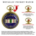 thumbnail image 3 of Trendy Zone 21 Desert Storm Pocket Watch 2" Gold Finish Metal Watch with Blue Circle & Gold Stars Surrounding The Center with War Ribbon Arabic Numbers, Japanese Quartz Movement 14" Chain with Hook, 3 of 7