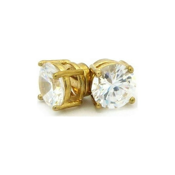 iJewelry2 Round Cut CZ Gold-tone Stainless Steel Magnetic Stud Earrings