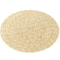 thumbnail image 3 of DRAFIDEEP 1Pack Wheat Straw Round Placemat Heat Resistant Tableware Cushion 14.15in Yellow, 3 of 8