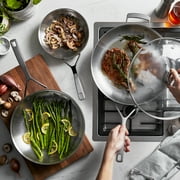 Demeyere Essential 5-ply 12.5-inch Stainless Steel Fry Pan with Lid, Dishwasher safe