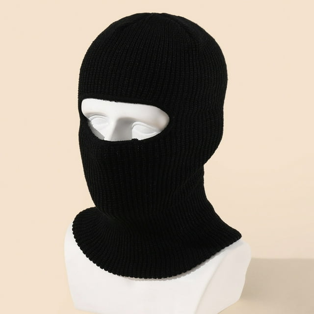 Opolski Unisex Autumn Winter Eyes Exposed Skiing Hat Coldproof Ear Protection Outdoor Riding Solid Color Knitting Headgear Sky Blue