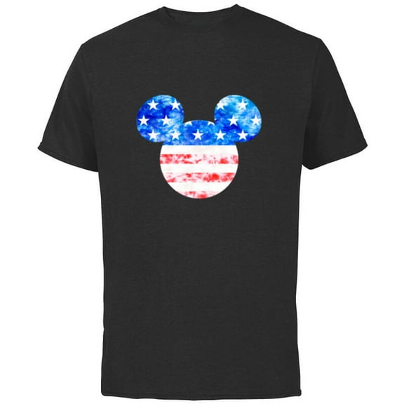 Disney Mickey Mouse American Flag Tie Dye - Short Sleeve Cotton T-Shirt for Adults - Customized-Black