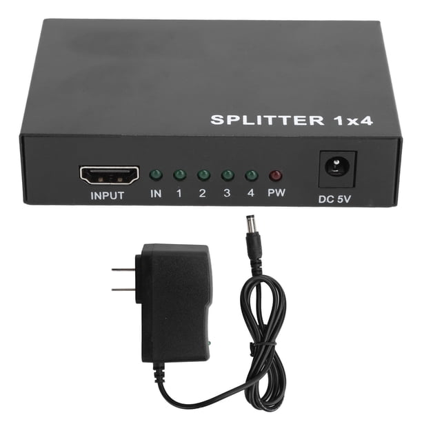Divisor HDMI 3D 1080P 1x4 Sincero Amplificador Enchufe De EE. UU. 100-240V Negro