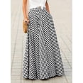 thumbnail image 3 of Black And White Gingham High Waist Flowing Maxi Skirt, Casual Elegant A-Line Skirt, 3 of 4