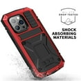 thumbnail image 6 of Allytech for iPhone 14 Pro Case with Built-in Tempered Glass Screen Protector, Metal Case with TPU Bumper Shockproof Anti-Drop Dustproof Kickstand Case for iPhone 14 Pro 6.1 inch 2022, Red, 6 of 8