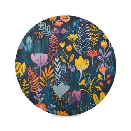 

Round Plate Mat 15.4x15.4 Inchesx1 Placemat Table Mat Kitchen Mat Coffee Mat Fabric Thick Strong Wear-Resistant Heat Resistance Colorful Flowers Seamless