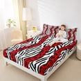 thumbnail image 6 of jejeloiu Zebra Pattern Bed Sheets,Geometric Cheetah Stripes King Sheets,Red Black White Sheet Set For Girls,Super Cozy Bedroom Decor,4 Pieces, 6 of 7