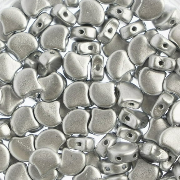 John Bead 50 Grams Czech Metallic Matte Silver Glass Ginkgo Leaf Beads | 00030-01700