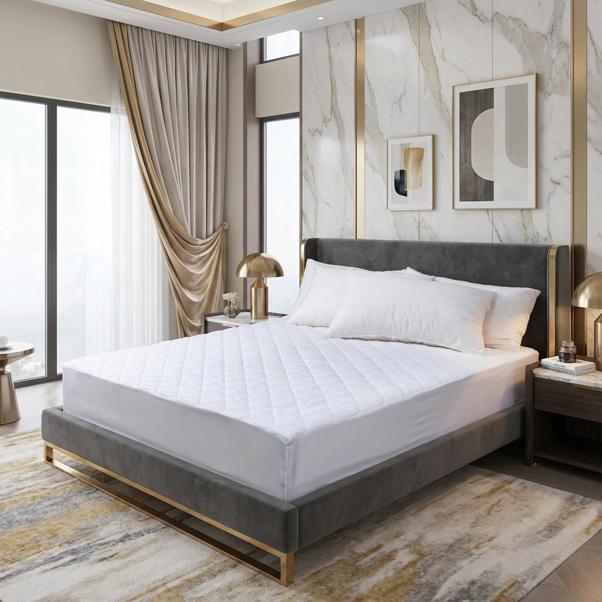 Unique Bargains Fitted Sheet Polyester Bed Sheets with Diamond Grid Design White 39"x74.8"