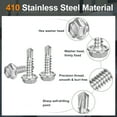 thumbnail image 3 of Uxcell 25 Pack #12 x 1" Self Drilling Screws, 410 Stainless Steel Self Tapping Screws for Metal, Hex Washer Head Sheet Metal, 3 of 5
