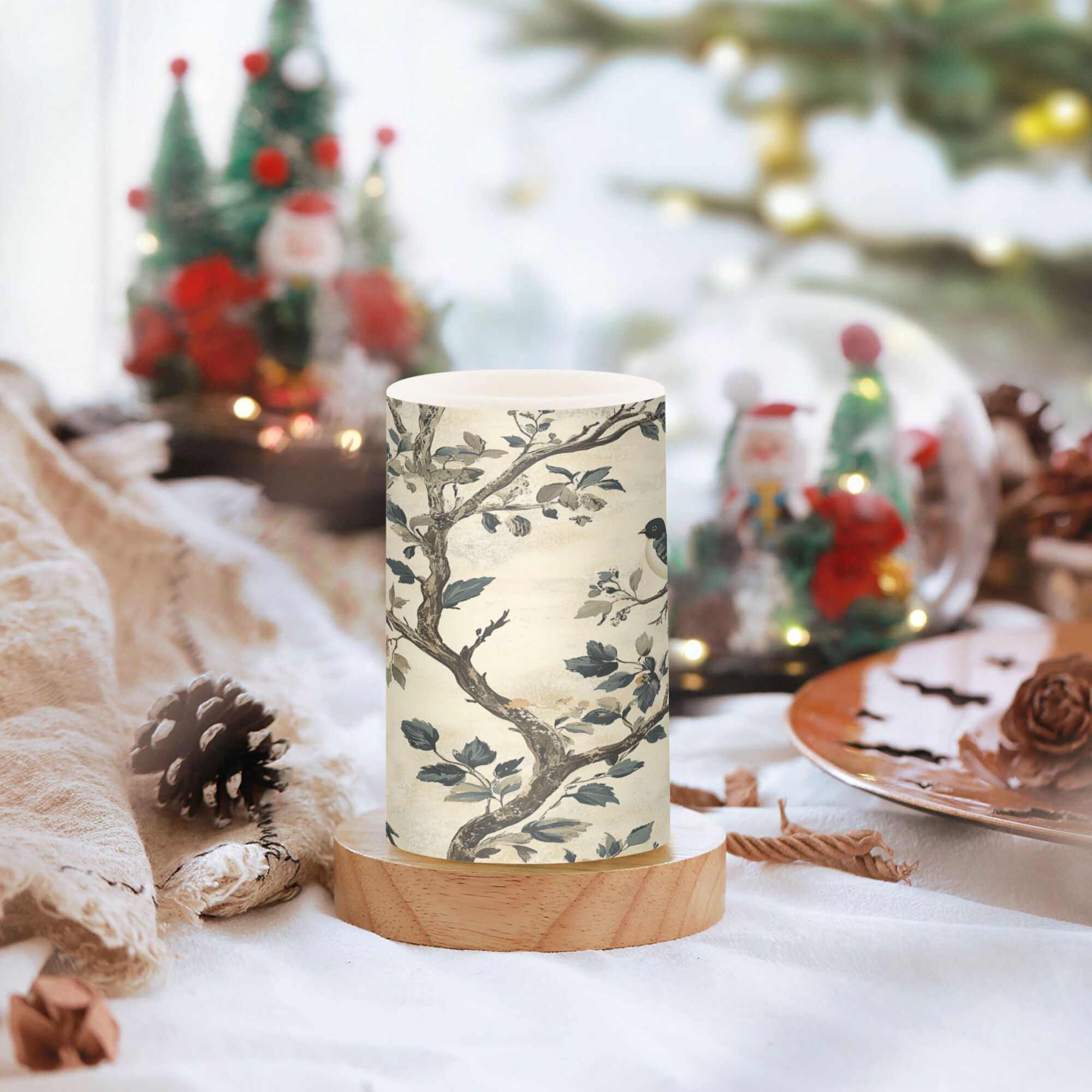 Yayeee Flameless Candles with Remote Flickering Battery Operated Multi Color Changing, Beige Birds