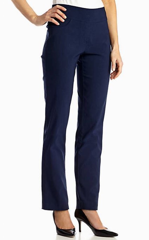 Ruby Rd. - Ruby Rd NEW Navy Blue Womens Size 14P Petite Flat Front Stretch Pants - Walmart.com
