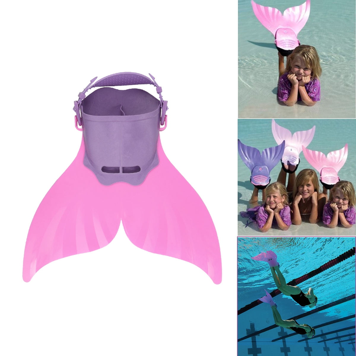 Monofin Adjustable Mermaid Tails Swim Fins with 3 Color for Swimming with Flipper Diving Fins-Girls,Boys