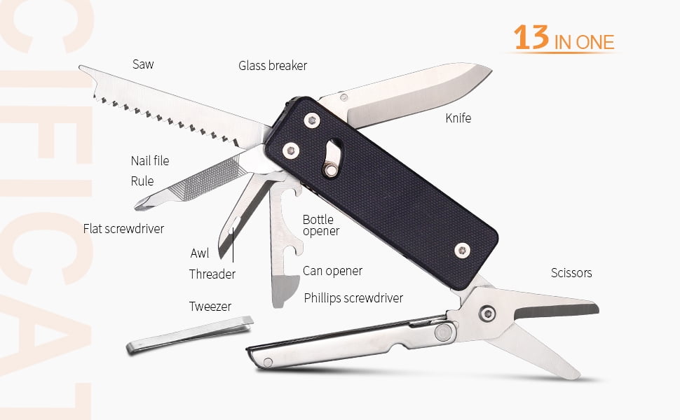 Roxon Inc 13 in 1 Mini Multitool One-Piece Multitools