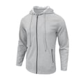 thumbnail image 6 of LODIENY Men Waffle Hoodies Casual Drawstring Hoodie for Men Full Zip Long Sleeve Slim Fit Sweatshirt Sports Hooded Jacket with Zipper Pockets Gray M, 6 of 8