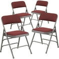 thumbnail image 2 of Flash Furniture 4 Pack HERCULES Series Curved Triple Braced & Double Hinged Burgundy Patterned Fabric Metal Folding Chair, 2 of 9