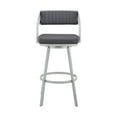 thumbnail image 2 of Capri 30" Swivel Slate Gray Faux Leather and Silver Metal Bar Stool, 2 of 13