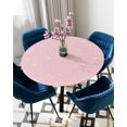 thumbnail image 5 of nqOlkjepod Pink Christmas Snowflake Round Tablecloth, Fitted Table Cover with Elastic for 45"-54" Round Tables, Winter Snowflake Xmas Table Cloth Outdoor Indoor Dinning Party Waterproof Tablecloths, 5 of 6