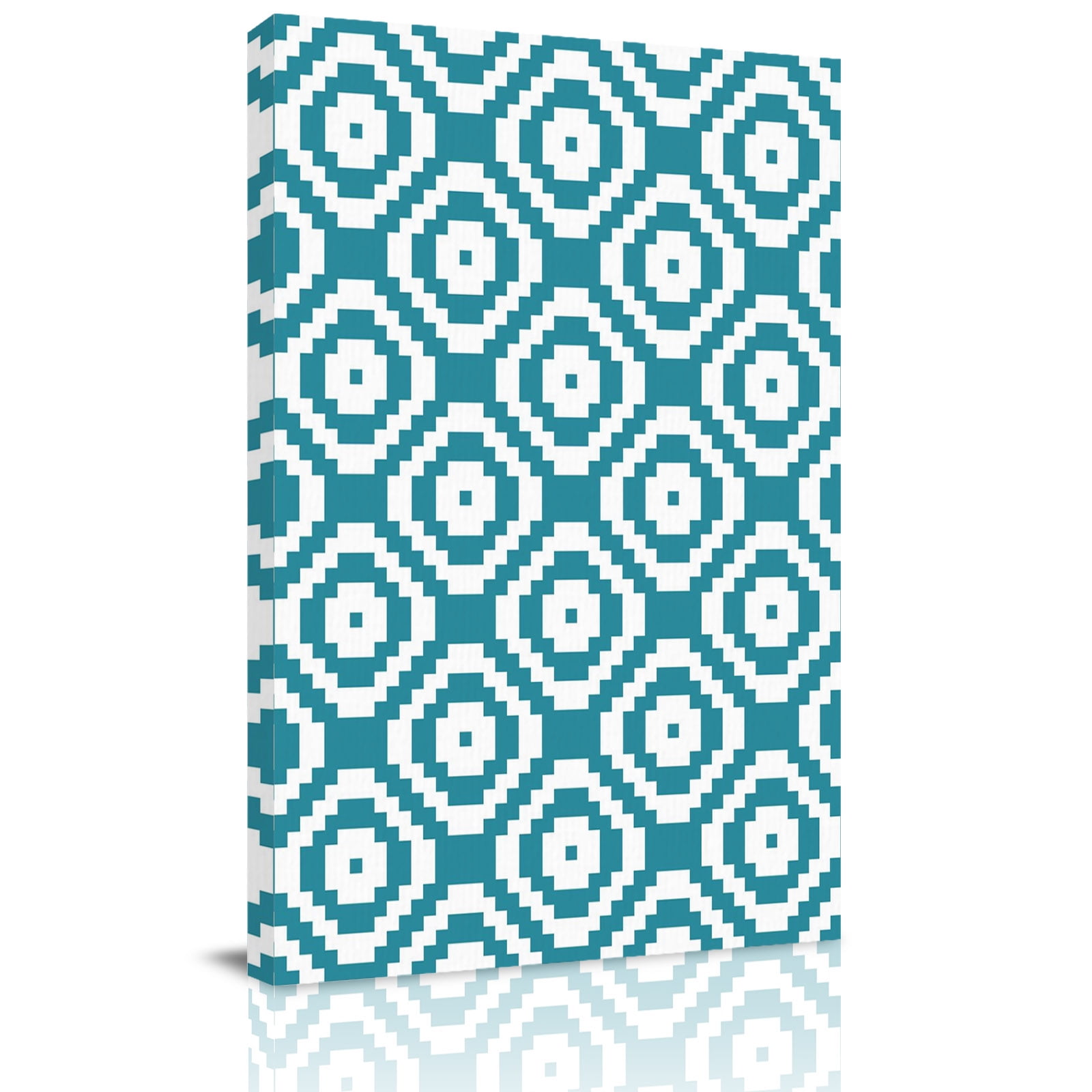 Teal Blue Modern Geometric Canvas Wall Art for Living Room Abstract Square Wall Decor Framed Artwork Pictures Ready to Hang for Bedroom Office Home Decor