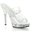 Womens 5 Inch Clear High Heels with Rhinestone Embellishment Clear Dress Shoes