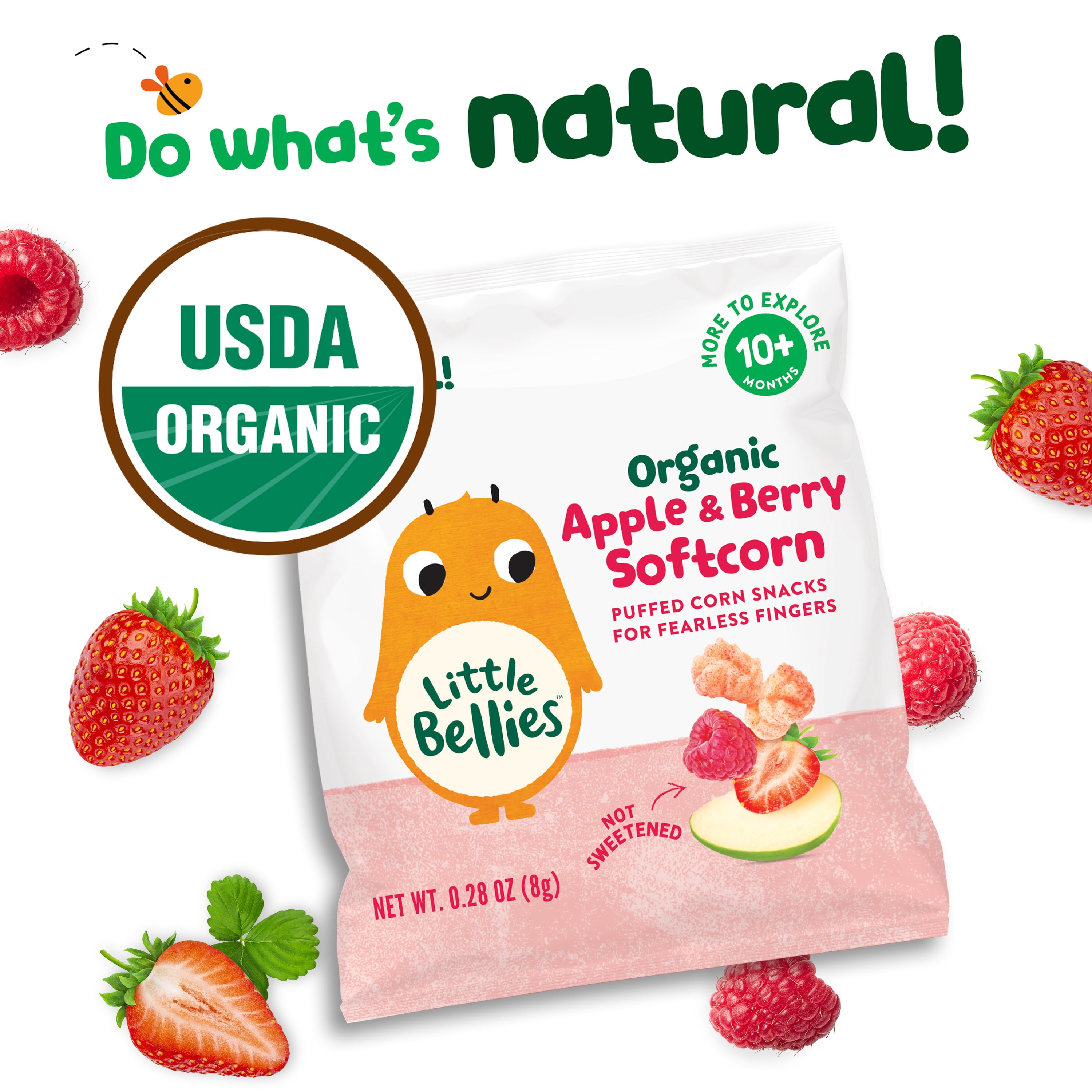 (12 pack) Little Bellies Baby Bellies Organic Apple & Berry Softcorn Snack, 0.28 oz Bag