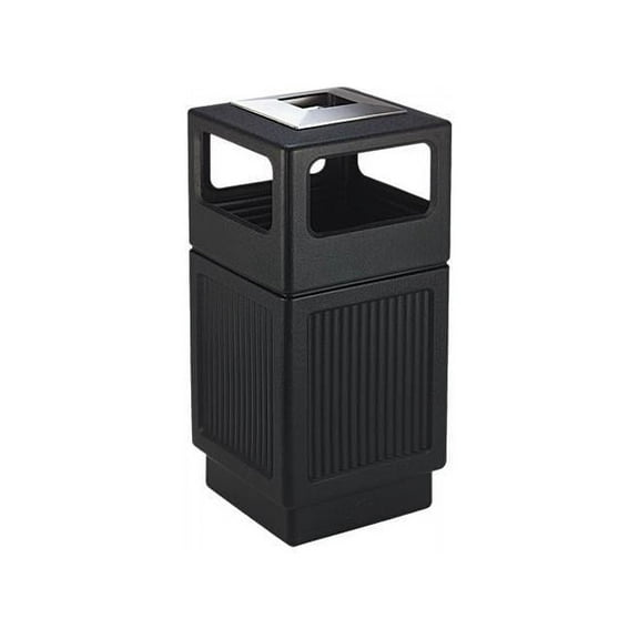 Safco Canmeleon Ash/Trash Receptacle Square Polyethylene 38gal Textured Black 9477BL
