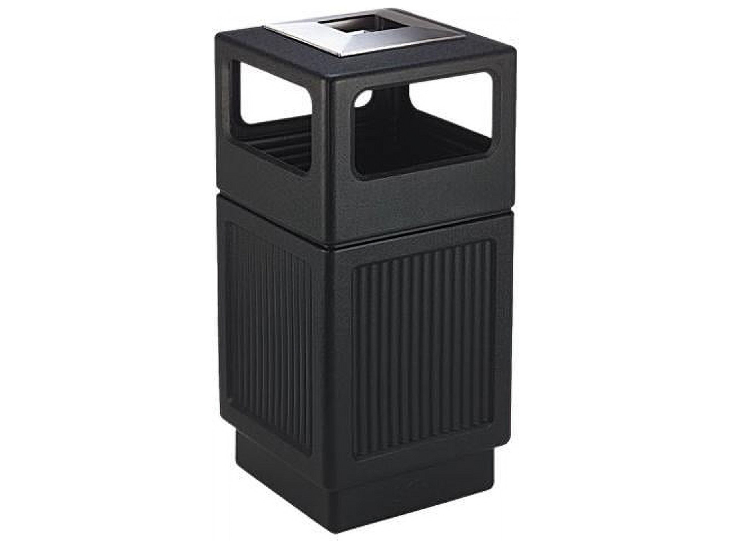 Safco Canmeleon Ash/Trash Receptacle Square Polyethylene 38gal Textured Black 9477BL