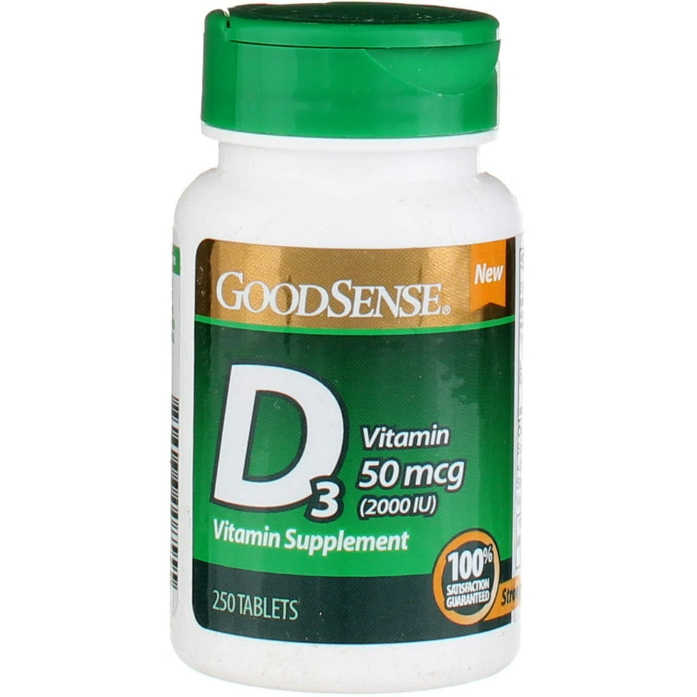 GoodSense Vitamin D3 Supplement Tablets, 50 mcg, 250 Ct