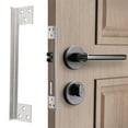 thumbnail image 1 of Stainless Steel Door Latch Guard Protector, Prevents Prying & Kicking, L Shaped Door Reinforcement Plate, Easy Installation with Reversible Design, Suitable for Left or Right, 1 of 7