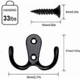 thumbnail image 5 of Pack Of 6 Coat Hooks, Wardrobe Hooks, Double Wall Hooks, Retro Hooks, Wall Metal, Black Gift, 5 of 5