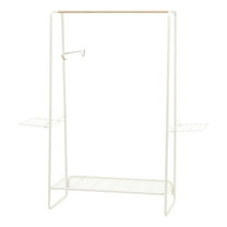 IRIS USA Clothes Rack with 3 Metal Shelves, Freestanding Clothing Racks for Hanging Clothes, Easy to Assemble, Standing Metal Sturdy Garment and Accessories Rack, Small Space Storage Solution, White