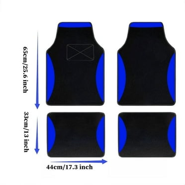 Leadwolf 4pcs Car Floor Mats Universal for Cadillac Blue Velvet Colored Stripe Non-Slip Backing Front Rear Liner Carpet