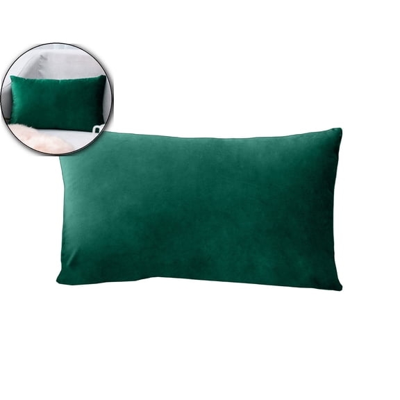 Velvet Rectangle Throw Pillow Cover – 12x20 Inch Soft Brushed Polyester Cushion Cover with Easy Closure – Washable Decor for Sofa, Bed & Home