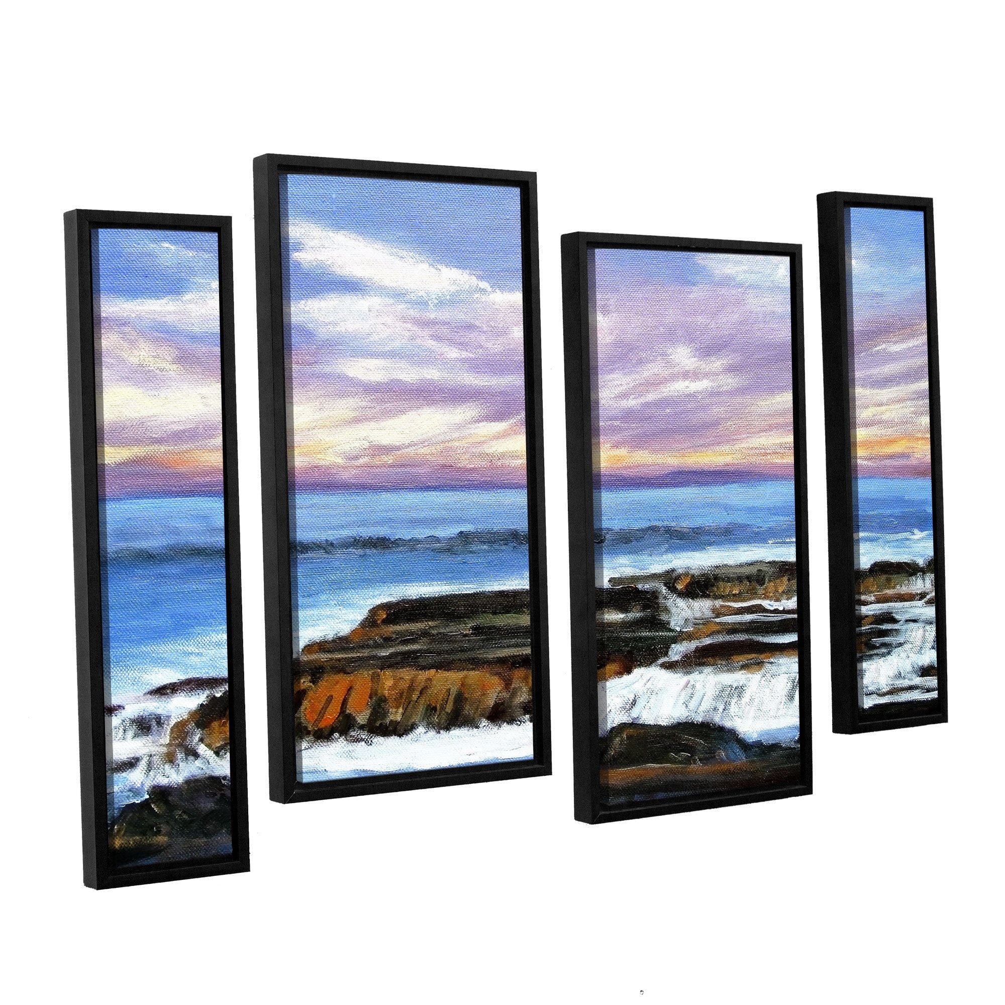 ArtWall Gene Foust "Rolling Water" 4-Piece Floater Framed Canvas Staggered Set