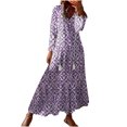 thumbnail image 2 of New Trendy!Homenesgenics Maxi Dresses for Women Plus Size Fashion Women's Casual Spring Summer V-Neck 3/4 Sleeve Printed Dress, 2 of 6