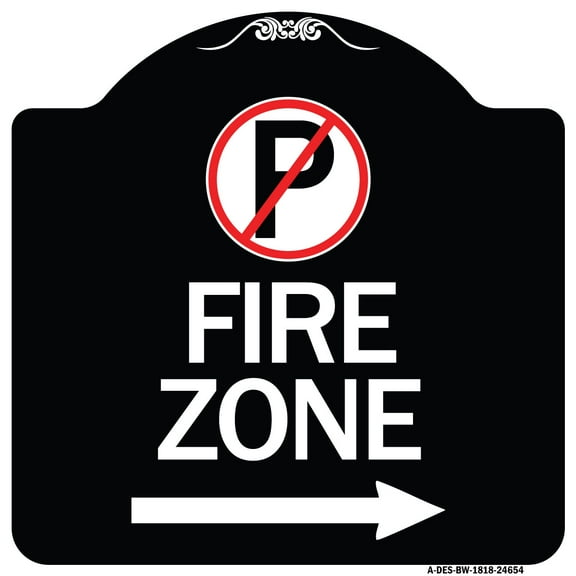 SignMission Designer Series Sign - (No Parking Symbol and Right Arrow) | Black & White 18" X 18" Heavy-Gauge Aluminum Architectural Sign | Protect Your Business & Municipality | Made in
