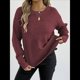 thumbnail image 5 of Suéter de Cuello Redondo para Mujer, Informal, Holgado, Cálido, Suave, Liso, de Larga, para Otoño e Invierno, Jersey de Punto. Vino Tinto XL, 5 of 9