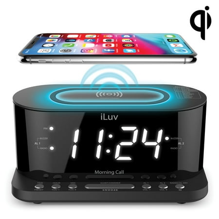 iLuv MORCAL5QULBK Morning Call 5 Clock Radio with Qi