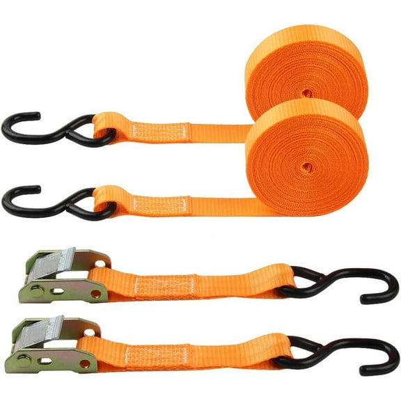 Cambuckle Tie Down Straps, 1" x20' Ratchet Lashing Straps with Coated S-Hooks, 1000lbs Capacity (Pack of 2)