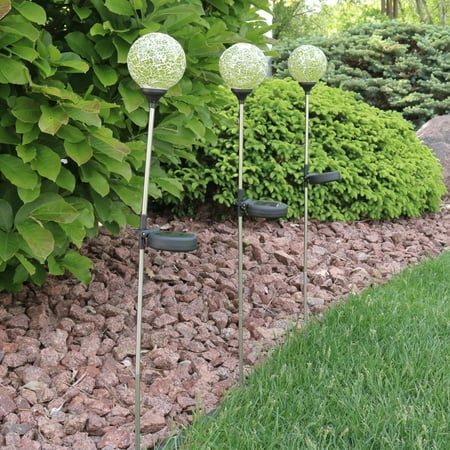 Sunnydaze Solar Garden Stake Lights Set Of 3 Outdoor Landscape Sunnydaze Solar Garden Stake Lights Set Of 3 Outdoor Landscape Led Mosaic Gl Globe Decoration Green