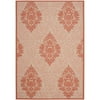 Safavieh Courtyard Jessie Damask Outdoor Indoor/Outdoor Area Rug, 6'7" x 9'6", Natural/Terracotta