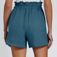 thumbnail image 4 of RYRJJ Cotton Linen Shorts for Women Summer Casual High Waisted Wide Leg Drawstring Beach Loose Shorts Comfy Fashion Short Pants(Blue,XL), 4 of 6