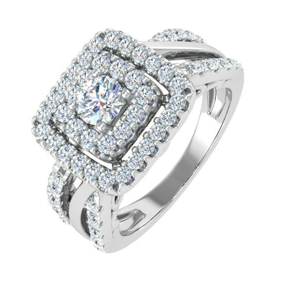 1 Carat Diamond Cushion Shape Engagement Ring Band in 14K White Gold - IGI Certified (Ring Size 6.75) (I1-I2 Clarity)